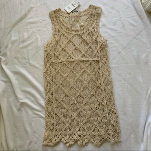 NWT Zara crochet tan beige midi dress